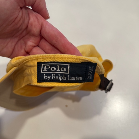 Polo Ralph Lauren Yellow Baseball Cap Dad Hat Leather Strap Pony Logo One Size - Picture 4 of 8